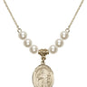 Saint Brendan the Navigator Crystal Necklace | 3/4 inch | 6mm Beads   14kt Gold Filled