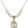 Saint Catherine Laboure Crystal Necklace | 3/4 inch | 6mm Beads   14kt Gold Filled
