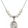 Saint Clare of Assisi Crystal Necklace | 3/4 inch | 6mm Beads   Sterling Silver