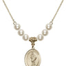 Saint Florian Crystal Necklace | 3/4 inch | 6mm Beads   14kt Gold Filled