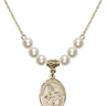 Saint Gabriel the Archangel Crystal Necklace | 3/4 inch | 6mm Beads   14kt Gold Filled