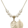 Saint Luke the Apostle Crystal Necklace | 3/4 inch | 6mm Beads   14kt Gold Filled