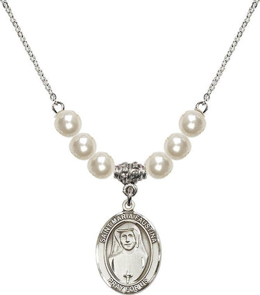 Collar de cristal de Santa María Faustina | 1,9 cm | Cuentas de 6 mm | N31-8069