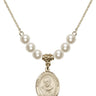 Saint Maximilian Kolbe Crystal Necklace | 3/4 inch | 6mm Beads   14kt Gold Filled