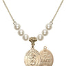 Saint Michael the Archangel Crystal Necklace | 3/4 inch | 6mm Beads   14kt Gold Filled