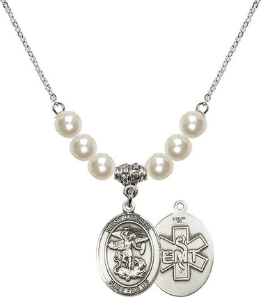 Collar de Cristal con Colgante de San Miguel para EMT | 1,9 cm | Cuentas de 6 mm