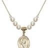 Saint Philomena Crystal Necklace | 3/4 inch | 6mm Beads   14kt Gold Filled