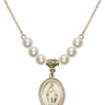 Miraculous Medal Crystal Necklace | 3/4 inch | 6mm Beads   14kt Gold Filled