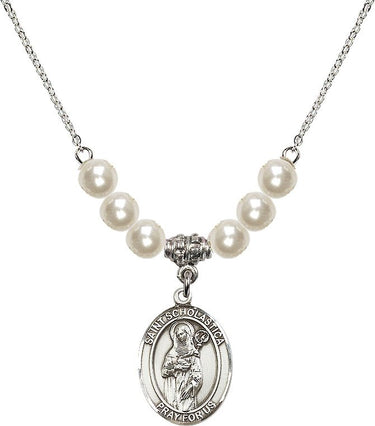 St. Scholastica Crystal Necklace | 3/4 inch | 6mm Beads