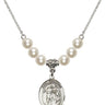 Saint Sebastian Crystal Necklace | 3/4 inch | 6mm Beads   Sterling Silver