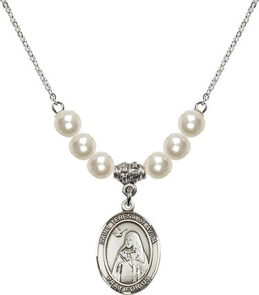 St. Teresa of Avila Crystal Necklace | 3/4 inch | 6mm Beads