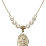 Saint Thomas Aquinas Crystal Necklace | 3/4 inch | 6mm Beads   14kt Gold Filled