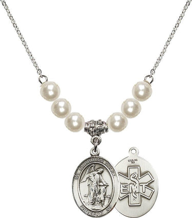 Collar de cristal con colgante de Ángel Guardián de EMT | 1,9 cm | Cuentas de 6 mm | N31-8118--10