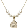 Saints Cosmas & Damian Crystal Necklace | 3/4 inch | 6mm Beads   14kt Gold Filled