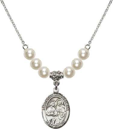 Saints Cosmas & Damian Crystal Necklace | 3/4 inch | 6mm Beads | N31-8132