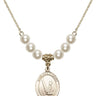 Saint Christopher Crystal Necklace | 3/4 inch | 6mm Beads   14kt Gold Filled