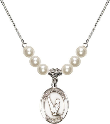 St. Christopher Gymnastics Crystal Necklace | 3/4 inch | 6mm Beads | N31-8142
