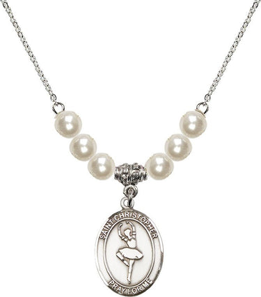 St. Christopher Dance Crystal Necklace | 3/4 inch | 6mm Beads | N31-8143