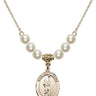 Saint Christopher Cross Crystal Necklace | 3/4 inch | 6mm Beads   14kt Gold Filled