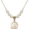 Saint Christopher Crystal Necklace | 3/4 inch | 6mm Beads   14kt Gold Filled