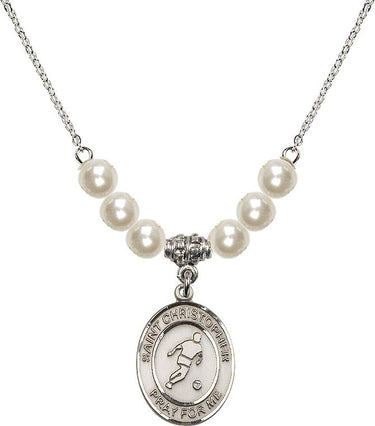 Collar de Fútbol de Cristal de San Cristóbal | 1.9 cm | Cuentas de 6 mm | N31-8154