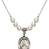 Saint Christopher Crystal Necklace | 3/4 inch | 6mm Beads   Sterling Silver