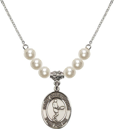 Collar de Cristal con Raqueta de Tenis de San Cristóbal | 3/4 pulgada | Cuentas de 6 mm | N31-8156