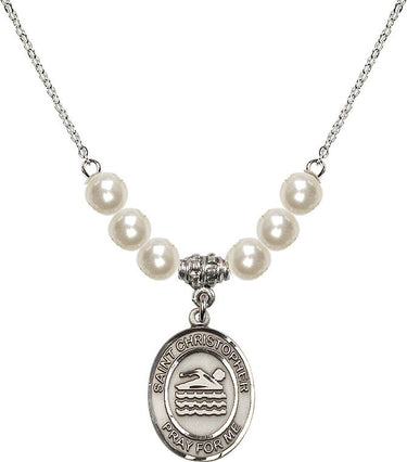 Collar de cristal con San Cristóbal para nadadores | 1,9 cm | Cuentas de 6 mm | N31-8157