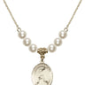Saint Sebastian Crystal Necklace | 3/4 inch | 6mm Beads   14kt Gold Filled