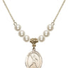 Saint Sebastian Crystal Necklace | 3/4 inch | 6mm Beads   14kt Gold Filled