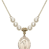 Saint Sebastian Crystal Necklace | 3/4 inch | 6mm Beads   14kt Gold Filled