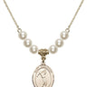Saint Sebastian Crystal Necklace | 3/4 inch | 6mm Beads   14kt Gold Filled