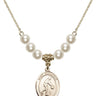 Saint Sebastian Crystal Necklace | 3/4 inch | 6mm Beads   14kt Gold Filled