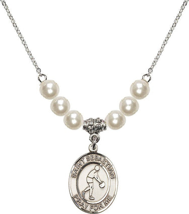 Collar de cristal de baloncesto de San Sebastián | 1,9 cm | Cuentas de 6 mm | N31-8163