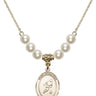Saint Sebastian Crystal Necklace | 3/4 inch | 6mm Beads   14kt Gold Filled