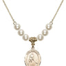 Saint Sebastian Crystal Necklace | 3/4 inch | 6mm Beads   14kt Gold Filled