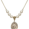Saint Sebastian Crystal Necklace | 3/4 inch | 6mm Beads   14kt Gold Filled