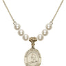 Saint Sebastian Crystal Necklace | 3/4 inch | 6mm Beads   14kt Gold Filled