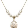 Saint Sebastian Crystal Necklace | 3/4 inch | 6mm Beads   14kt Gold Filled