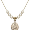 Saint Sebastian Crystal Necklace | 3/4 inch | 6mm Beads   14kt Gold Filled
