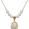 Saint Sebastian Crystal Necklace | 3/4 inch | 6mm Beads   14kt Gold Filled