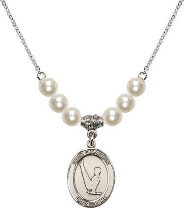 Collar de gimnasia de San Sebastián con cristal | 1,9 cm | Cuentas de 6 mm