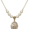 Saint Sebastian Crystal Necklace | 3/4 inch | 6mm Beads   14kt Gold Filled