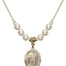 Saint Sebastian Cross Crystal Necklace | 3/4 inch | 6mm Beads   14kt Gold Filled