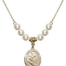 Saint Sebastian Crystal Necklace | 3/4 inch | 6mm Beads   14kt Gold Filled