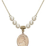 Saint Sebastian Crystal Necklace | 3/4 inch | 6mm Beads   14kt Gold Filled