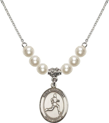 Collar de cristal de San Sebastián de atletismo | 3/4 pulgada | Cuentas de 6 mm
