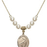 Saint Sebastian Crystal Necklace | 3/4 inch | 6mm Beads   14kt Gold Filled