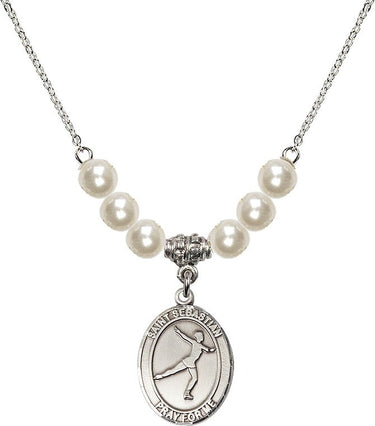 St. Sebastian Figure Skating Crystal Necklace | 3/4 inch | 6mm Beads | N31-8177