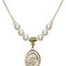 Saint Sebastian Crystal Necklace | 3/4 inch | 6mm Beads   14kt Gold Filled